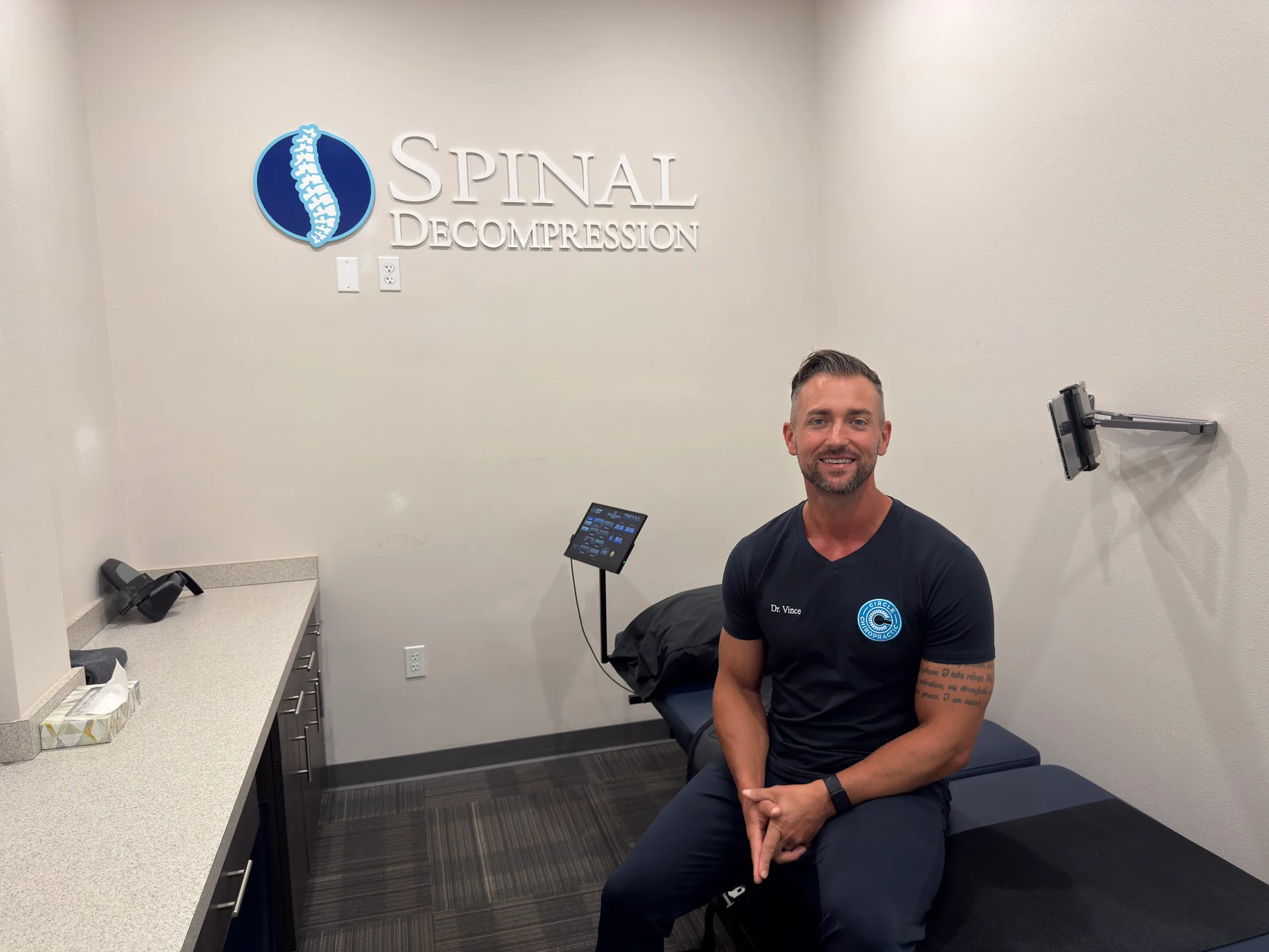 Spinal decompression treatment room at the Circle Chiropractic Wellen Park clinic in Venice, Florida
