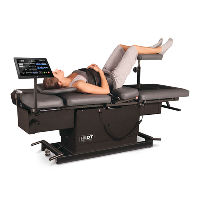 Patient receiving spinal decompression treatment
